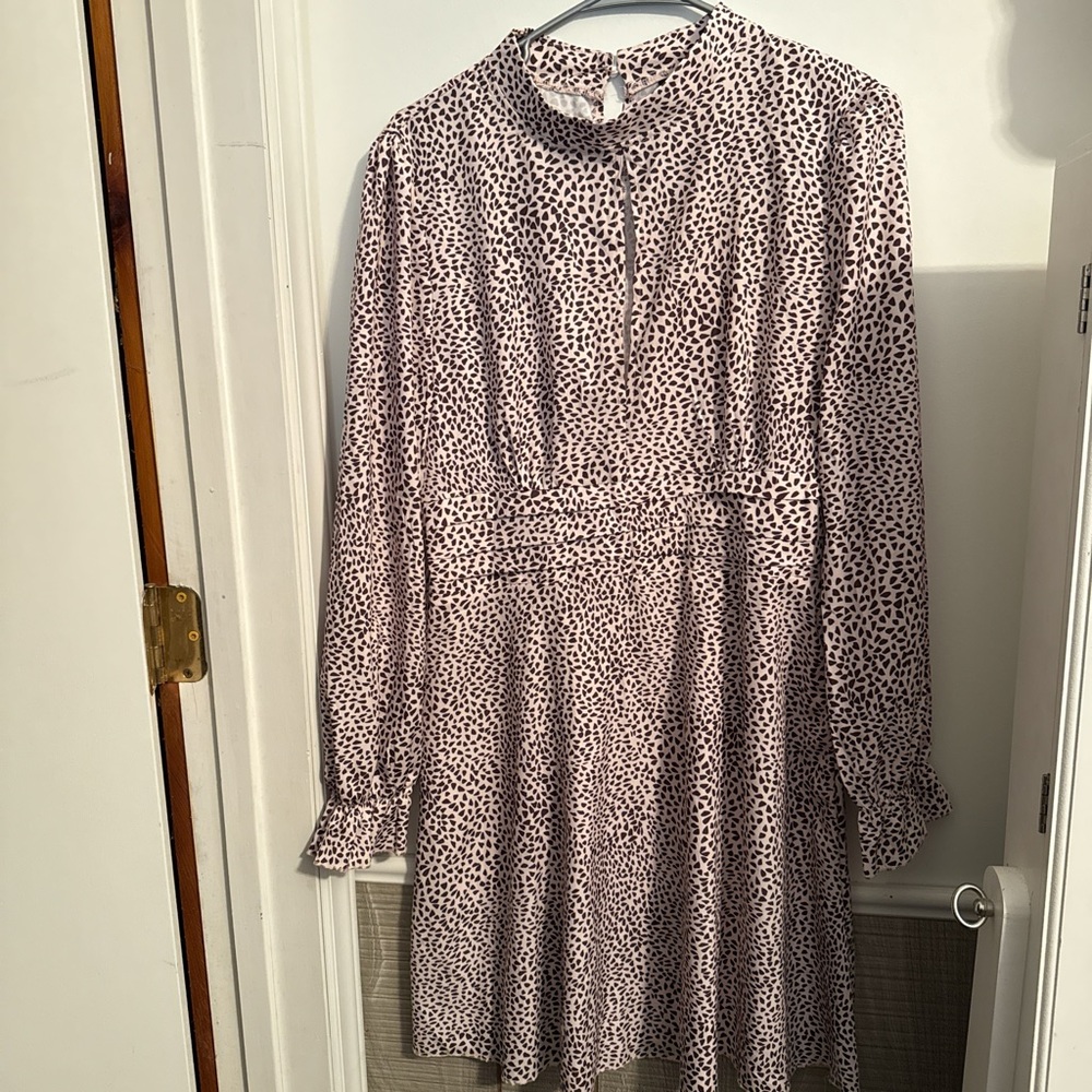 SHEIN Monochrome Patterned Long Sleeve Dress